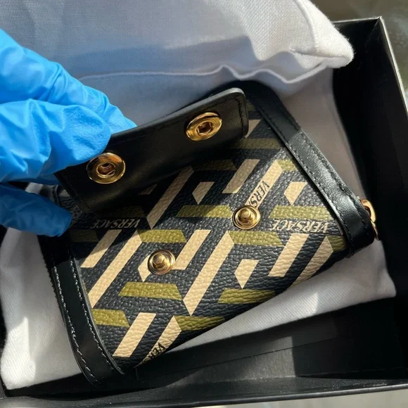 NEW VERSACE Le Greca Modular Signature Coated Canvas Wallet - Picture 4 of 12
